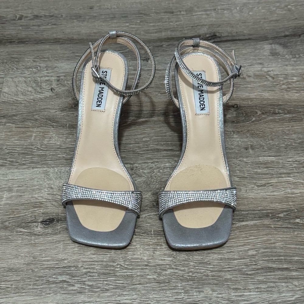 Steve Madden Silver Rhinestone Heels - Picture 3 of 10